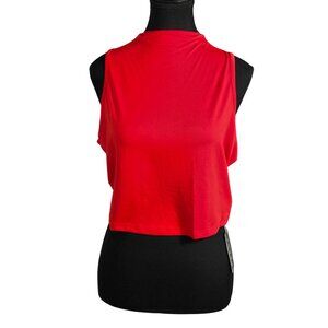 NWT | High-Neck Crop Top | Mock Neck | Active Basics | Red | Large